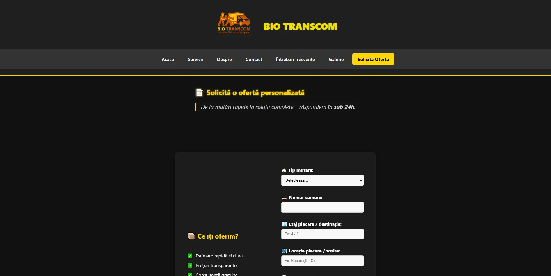 BioTranscom moving services website