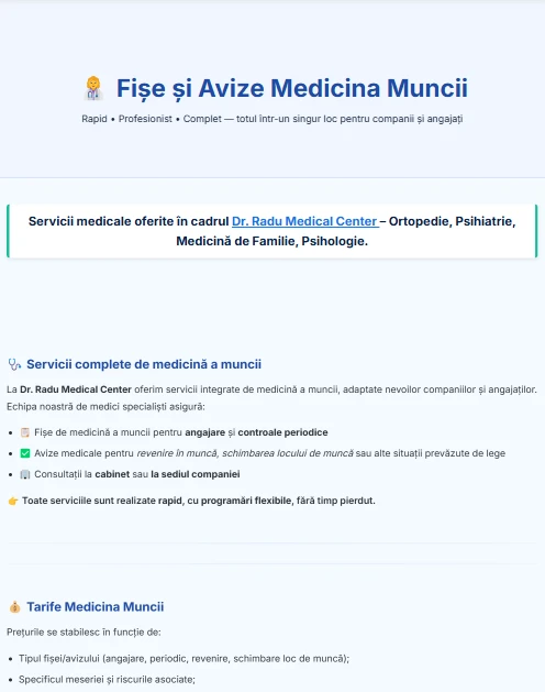 Fișe & Avize Medicină a Muncii